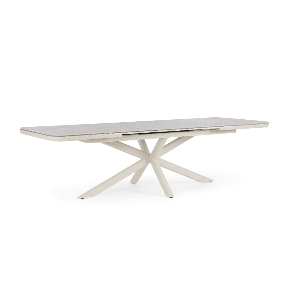 PASCAL Sintered Stone Outdoor Extendable Dining Table in Pelican Aluminium - Bizzotto | Milola