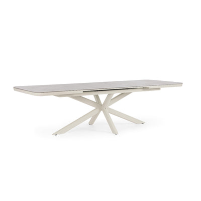 Table à manger d'extérieur extensible en pierre frittée PASCAL (200-260 cm)