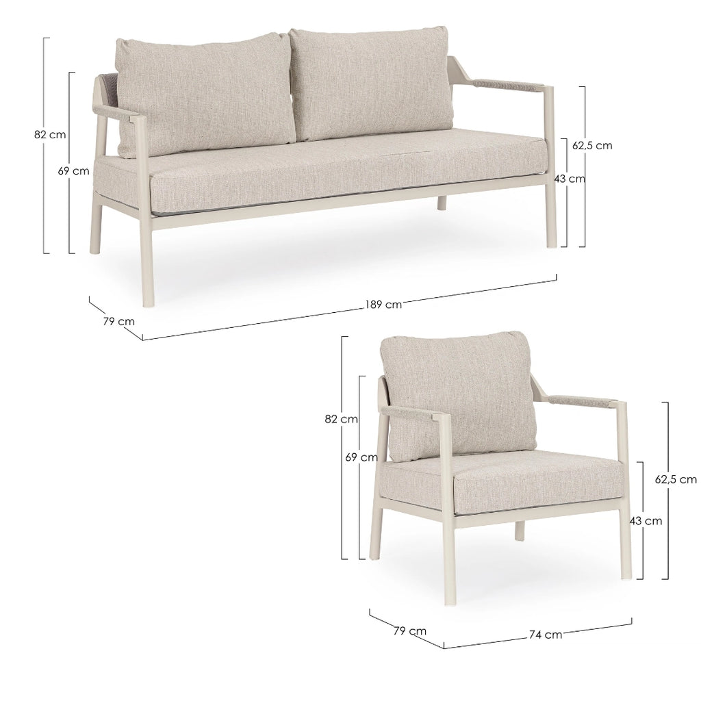 ROPERY Outdoor Sofa Set Dimensions - Bizzotto | Milola