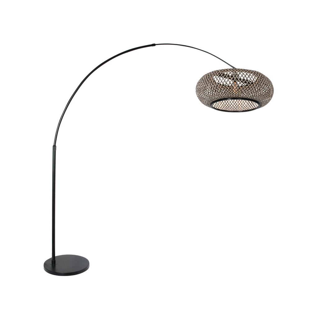 Lampadaire Arc SPARKLED LIGHT avec abat-jour en bambou