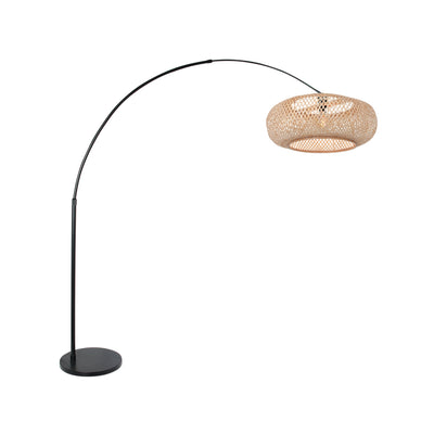 SPARKLED LIGHT Arc Floor Lamp with Bamboo Lampshade in Natural - Steienhauer | Milola