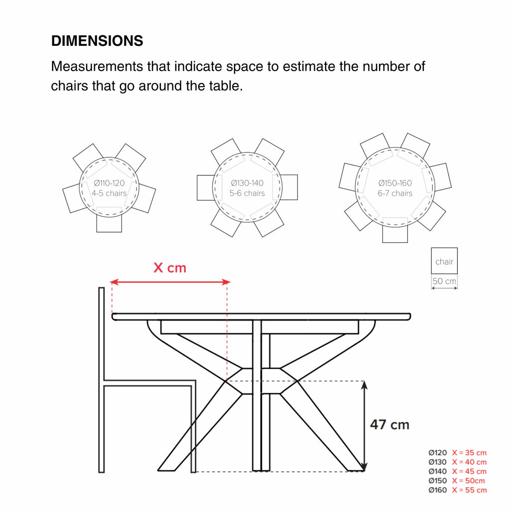 Table de salle à manger ronde extensible en bois massif STELLA