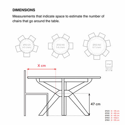 Table de salle à manger ronde extensible en bois massif STELLA