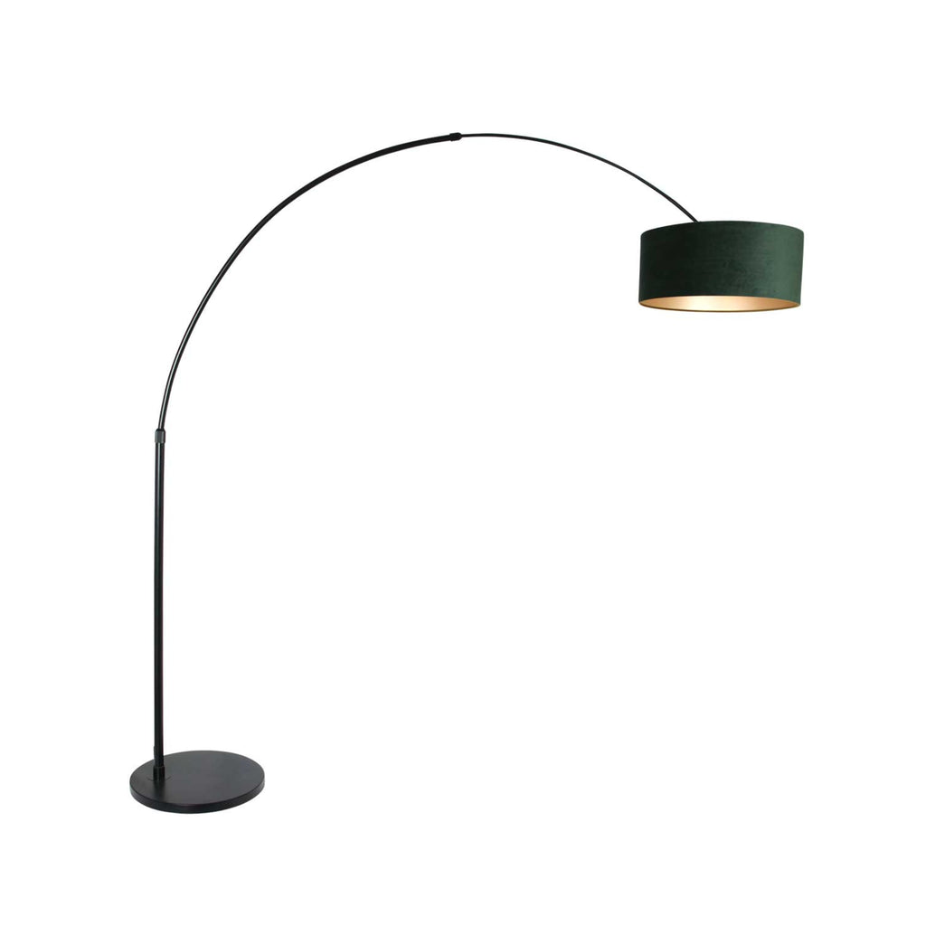 SPARKLED LIGHT Arch Floor Lamp with Fabric Shade in Green Velvet - Steinhauer | Milola