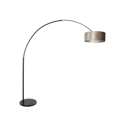 SPARKLED LIGHT Arch Floor Lamp with Fabric Shade in Zinc Velvet - Steinhauer | Milola