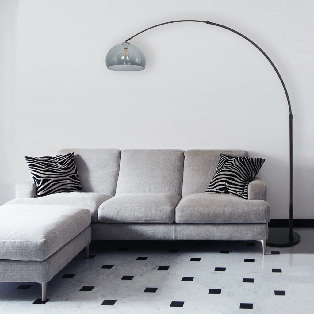 SPARKLED LIGHT Arc Floor Lamp with Plastic Ball Shade in Grey - Steinhauer | Milola