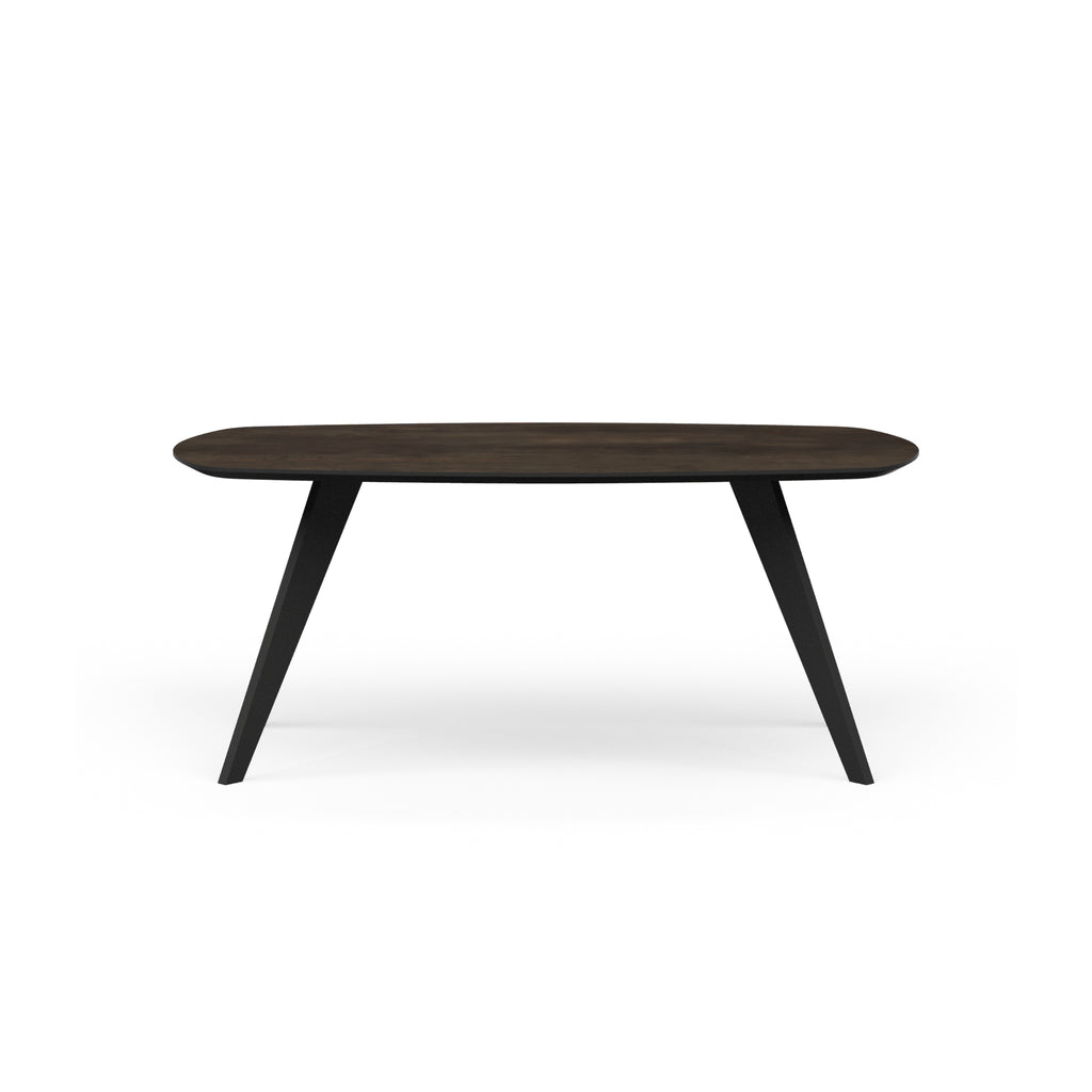 TYRA Boatshaped Ceramic/Marble Dining Table - Black with Bronze Top - Milola