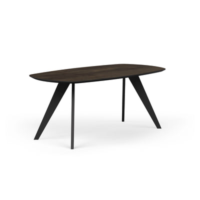 TYRA Boatshaped Ceramic/Marble Dining Table - Black with Bronze Top - Milola