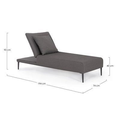 VIPER Single Sunbed Dimensions- Bizzotto | Milola